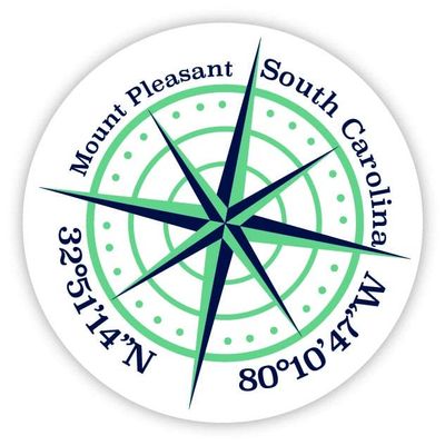 Mount Pleasant South Carolina 2-Inch Vinyl Decal Sticker Latitude Longitude Compass Design