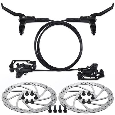 TOBWOLF 1 Pair MTB Disc Brake Set, Hydraulic Disc Brake Kit with 160mm Rotors, Left Front 81cm & Right Rear 147cm, Aluminum Oil Pressure Calipers Levers for Mountain Bike E-Bike Fat Bike Road Bike