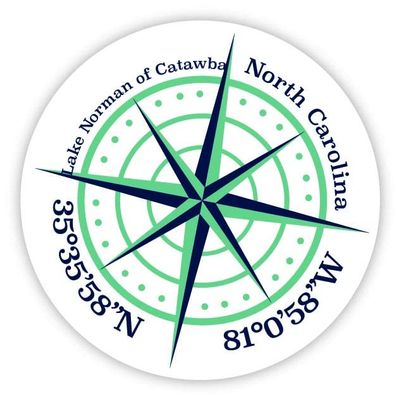Lake Norman of Catawba North Carolina 2-Inch Vinyl Decal Sticker Latitude Longitude Compass Design
