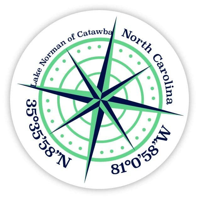 Lake Norman of Catawba North Carolina 2-Inch Vinyl Decal Sticker Latitude Longitude Compass Design