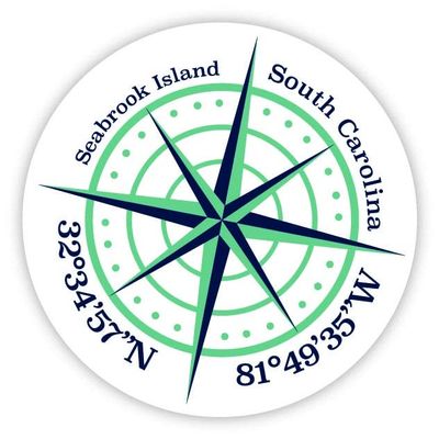Seabrook Island South Carolina 2-Inch Vinyl Decal Sticker Latitude Longitude Compass Design