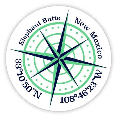 Elephant Butte New Mexico 2-Inch Vinyl Decal Sticker Latitude Longitude Compass Design