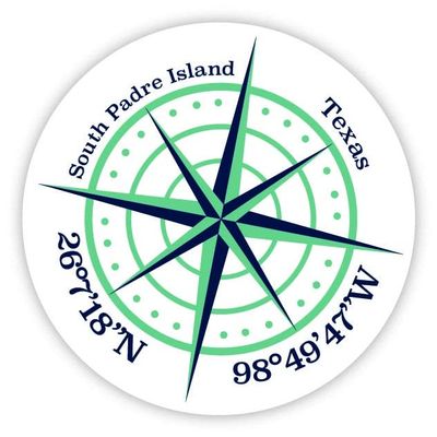 South Padre Island Texas 4-Inch Vinyl Decal Sticker Latitude Longitude Compass Design