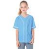 Icibgds Kids Baseball Jersey Button Boys T-Shirt Trendy Hip Hop Girls Black and White Short Sleeve Tshirt (Light Blue, 10 Years) view 3