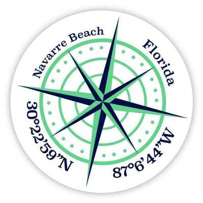 Navarre Beach Florida 2-Inch Vinyl Decal Sticker Latitude Longitude Compass Design