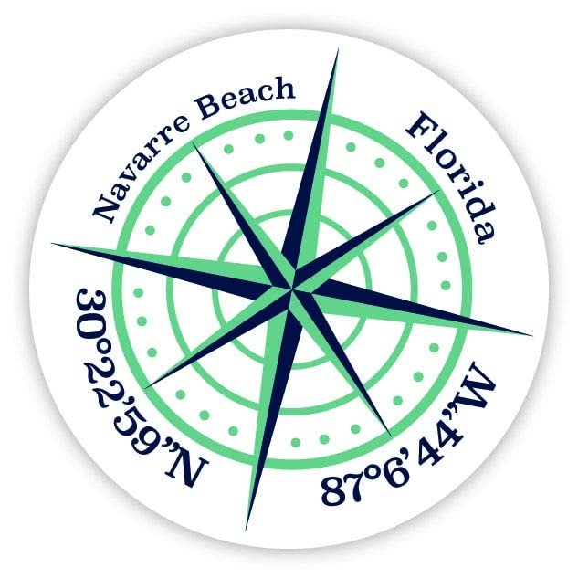 Navarre Beach Florida 2-Inch Vinyl Decal Sticker Latitude Longitude Compass Design
