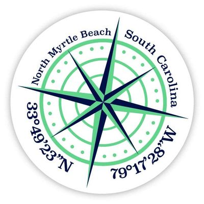 North Myrtle Beach South Carolina 2-Inch Vinyl Decal Sticker Latitude Longitude Compass Design