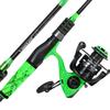 One Bass Fishing Rod Reel Combo, 2-Piece Fishing Pole with Spinning Reel Super Polymer Handle Rod-Green -1.98M view 1
