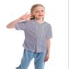 Yuji Itadori Kids Baseball Jersey Button Boys Short Sleeve T Shirts Hip Hop Fashion Casual Sports Solid Color Shirt (Gray,8 Years) view 4