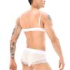ABAFIP Men Sissy Underwear Floral Lace Bra Bikini Panties Bowknot Stockings 3 Piece Nightwear Sleepwear set White Large view 3