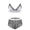 ABAFIP Men Sissy Underwear Floral Lace Bra Bikini Panties Bowknot Stockings 3 Piece Nightwear Sleepwear set White + Black 3X-Large view 2