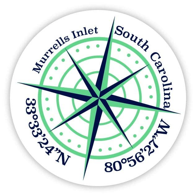 Murrells Inlet South Carolina 4-Inch Vinyl Decal Sticker Latitude Longitude Compass Design
