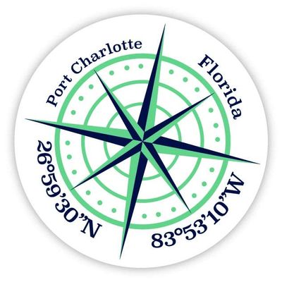 Port Charlotte Florida 2-Inch Vinyl Decal Sticker Latitude Longitude Compass Design