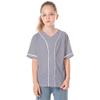 Icibgds Kids Baseball Jersey Button Boys T-Shirt Trendy Hip Hop Girls Black and White Short Sleeve Tshirt (Gray, 8 Years) view 3