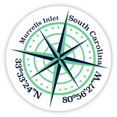 Murrells Inlet South Carolina 2-Inch Vinyl Decal Sticker Latitude Longitude Compass Design