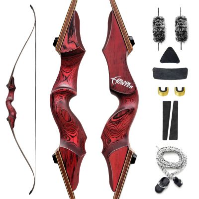 Black Hunter Recurve Bow 60 Inch 20lbs-60lbs Right Hand Archery Set Takedown Bow for Adults Beginners Hunting Shooting Practice (25LBS)