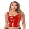 Zaldita Women's Wet Look PVC Leather Cropped Tank Bustier Top Gothic Sleeveless Tops Streetwear Red 4X-Large view 2