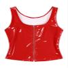 Zaldita Women's Wet Look PVC Leather Cropped Tank Bustier Top Gothic Sleeveless Tops Streetwear Red 4X-Large view 4