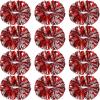 Hoteam 12 Pack Cheerleading Pom Poms Cheer Pompoms with Baton Handle Metallic Foil Pompoms for Adult for Team Sports Party Dance Cheering Squad Accessories, 14 Inch (Red and Silver) view 1