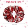 Hoteam 12 Pack Cheerleading Pom Poms Cheer Pompoms with Baton Handle Metallic Foil Pompoms for Adult for Team Sports Party Dance Cheering Squad Accessories, 14 Inch (Red and Silver) view 2