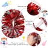 Hoteam 12 Pack Cheerleading Pom Poms Cheer Pompoms with Baton Handle Metallic Foil Pompoms for Adult for Team Sports Party Dance Cheering Squad Accessories, 14 Inch (Red and Silver) view 3
