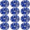 Hoteam 12 Pack Cheerleading Pom Poms Cheer Pompoms with Baton Handle Metallic Foil Pompoms for Adult for Team Sports Party Dance Cheering Squad Accessories, 14 Inch (Blue and Silver) view 1