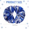 Hoteam 12 Pack Cheerleading Pom Poms Cheer Pompoms with Baton Handle Metallic Foil Pompoms for Adult for Team Sports Party Dance Cheering Squad Accessories, 14 Inch (Blue and Silver) view 2