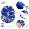 Hoteam 12 Pack Cheerleading Pom Poms Cheer Pompoms with Baton Handle Metallic Foil Pompoms for Adult for Team Sports Party Dance Cheering Squad Accessories, 14 Inch (Blue and Silver) view 3
