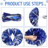 Hoteam 12 Pack Cheerleading Pom Poms Cheer Pompoms with Baton Handle Metallic Foil Pompoms for Adult for Team Sports Party Dance Cheering Squad Accessories, 14 Inch (Blue and Silver) view 4
