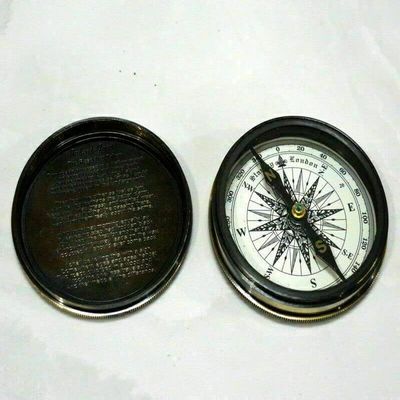 Brass Compass Nautical Robert Frost Poem Pocket Compass Marine Brass Pocket Compass Vintage Collectible Pocket Compass
