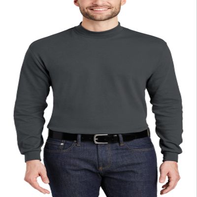 JustBlanks Mens Lightweight Long Sleeves Interlock Knit Mock Turtleneck Pullover Steel Grey