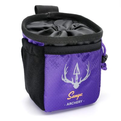 SUNYA Archery Bow Release Pouch | Finger Tab Bag, Multiple Pockets for Archery Aids Accessories, Fit for Arrow Quiver Belt with Quick Drawstring Closure (Purple)