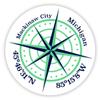 Mackinaw City Michigan 2-Inch Vinyl Decal Sticker Latitude Longitude Compass Design view 1
