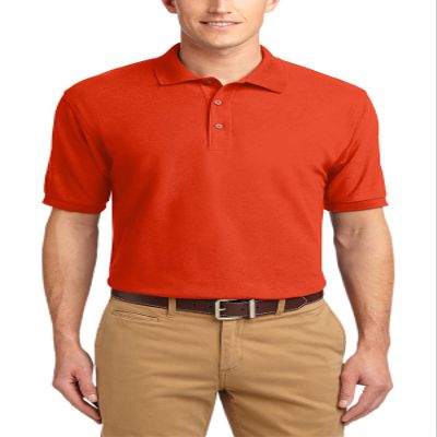 JustBlanks Men's Short Sleeves Silk Touch Polo Shirt 5-Ounce, Cotton-Poly Flat Knit Collar-Cuffs Polo Shirt for Men Orange