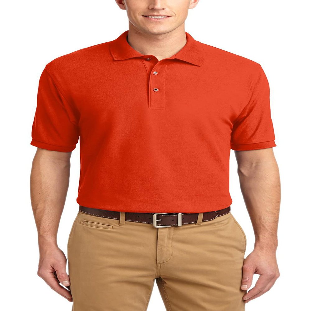 JustBlanks Men's Short Sleeves Silk Touch Polo Shirt 5-Ounce, Cotton-Poly Flat Knit Collar-Cuffs Polo Shirt for Men Orange