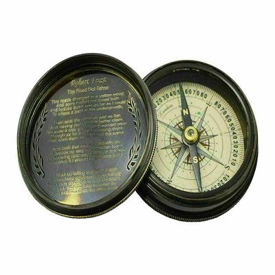 Brass Compass Nautical Robert Frost Poem Pocket Compass Marine Brass Pocket Compass Vintage Collectible Pocket Compass Gift