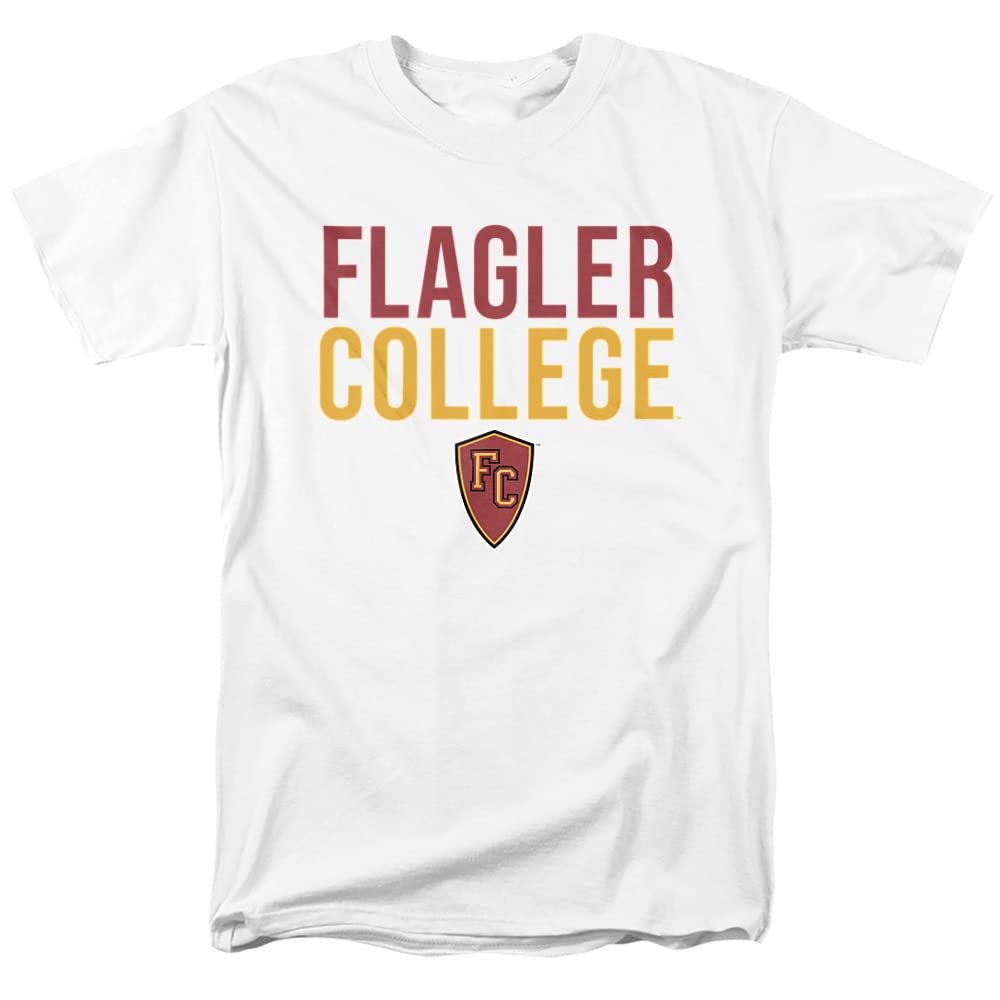 Flagler College Official Stacked Unisex Adult T Shirt,White, 5X-Large
