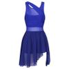 easyforever Women's Lyrical Dance Costume Skirted Leotard Chiffon High-Low Ballet Dance Dress Royal Blue X-Large view 3