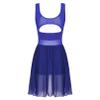 easyforever Women's Lyrical Dance Costume Skirted Leotard Chiffon High-Low Ballet Dance Dress Royal Blue X-Large view 4