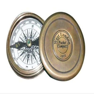 Brass Compass Nautical Robert Frost Poem Pocket Compass Marine Pocket Compass Vintage Collectible Pocket Compass