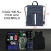 BeeGreen Navy Blue Cinch Backpack Bag Sack w Drawstring & Shoe Compartment Sturdy String Workout Sackpack w Zipper Pockets & Mesh Water Bottle Holder for Swim Gymnastic view 2