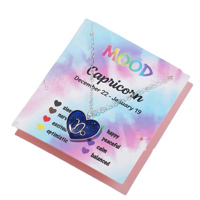 12 Constellation Sign Zodiac Love Heart Shape Pendant Necklace Color Changing Temperature Emotion Sensing Mood for Women Astrology Horoscope BFF Friendship Birthday Jewelry-Capricorn