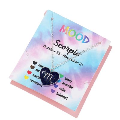 12 Constellation Sign Zodiac Love Heart Shape Pendant Necklace Color Changing Temperature Emotion Sensing Mood for Women Astrology Horoscope BFF Friendship Birthday Jewelry-Scorpio