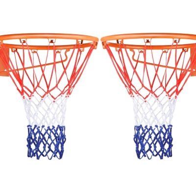 Basketball Net 2 PCS Heavy Duty All Weather Basketball Nets Replacement Backboard Accessories for Standard Rim Hoop Outdoor Indoor (Red/White/Blue)