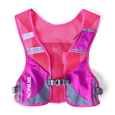 AONIJIE Ultralight Running Vest with Reflective Strip Breathable Hydration Backpack for Hiking Camping Marathon Cycling Race (Rose)