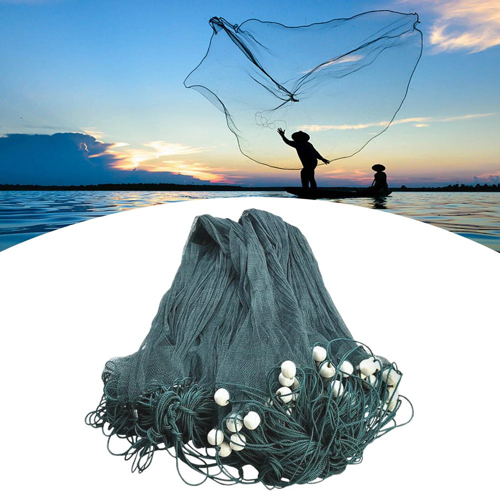 Large Fishing Gill Net 6.5*33FT Hand Made Cast Net - Polyethylene Folding Drag Net for Beach, Freshwater, Fishpond, Fly Fishing - Floating Seine Equipment