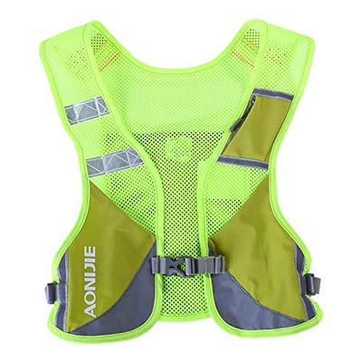 AONIJIE Ultralight Running Vest with Reflective Strip Breathable Hydration Backpack for Hiking Camping Marathon Cycling Race (Green)