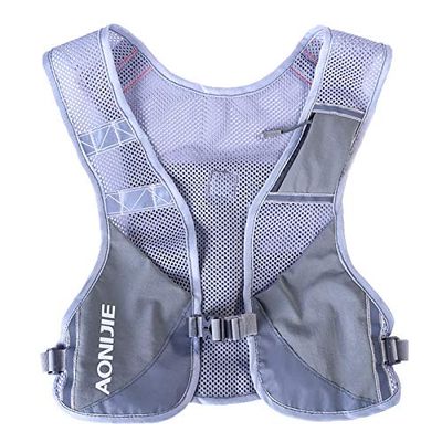AONIJIE Ultralight Running Vest with Reflective Strip Breathable Hydration Backpack for Hiking Camping Marathon Cycling Race (Gray)