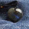 Acxico 1 pcs Natural Heart Pendant Labradorite Necklace Gem Moonstone Stone Crystal Quartz US view 3