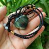 Acxico 1 pcs Natural Heart Pendant Labradorite Necklace Gem Moonstone Stone Crystal Quartz US view 4